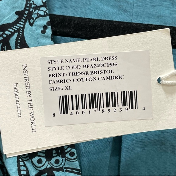 NWT Banjanan Bristol Pearl Midi Dress Women's XL Turquoise Pockets Long Sleeve - Picture 12 of 16